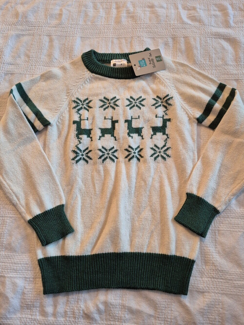 Lily & Dan boys size Small or 6/7 holiday sweater cream & green NWT